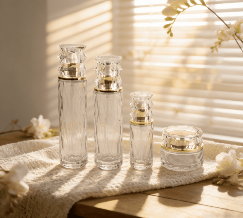 30‑120ml Diamond Cut Crystal Glass Skincare Set