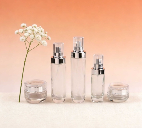 30‑120ml Straight Cylinder Glass Skincare Set