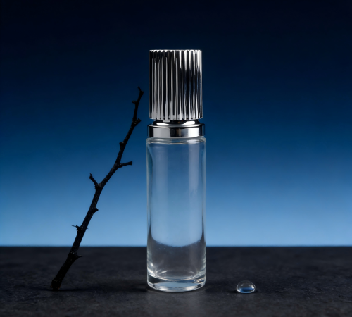 30‑120ml Frosted Glass Skincare Set With Vertical Rib Silver Caps