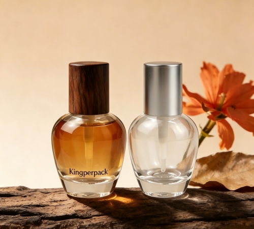 30‑50ml Round Glass Lotion Bottle, Silver Cap