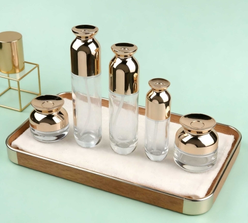 30‑120ml Luxury Rose‑Gold Glass Skincare Bottle & Jar Set