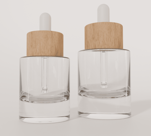 15‑50 ML Thick Wall Cylinder Clear Glass dropper Bottle with Wood Look dropper Cap