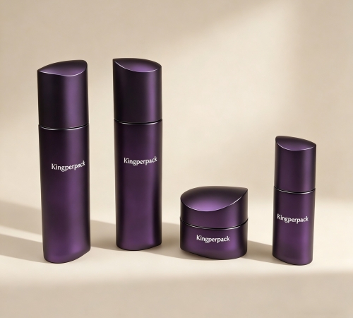 30‑120ML Purple Metallic Curved Glass Skincare Set