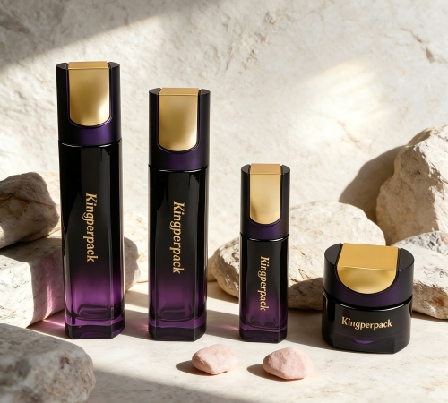 30‑120ML Gradient Purple Faceted Glass Skincare Set
