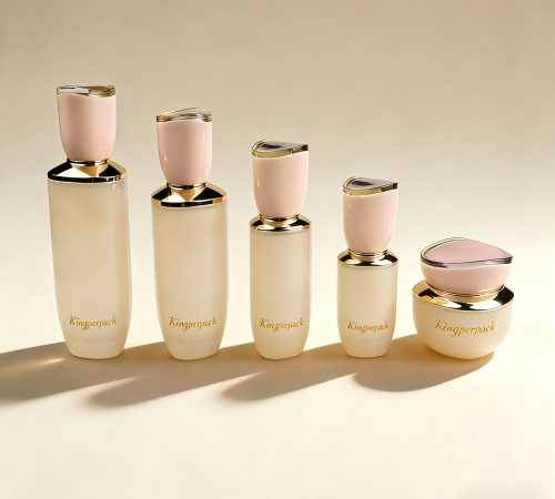 30‑120ML Cream‑White Curved Glass Skincare Set