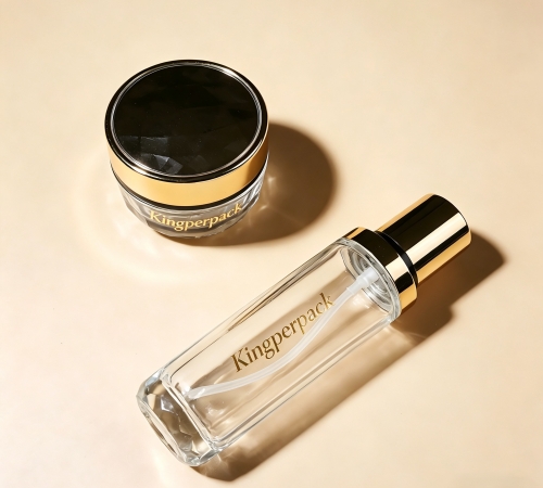 50‑120ML Clear Diamond‑Cut Glass Skincare Set