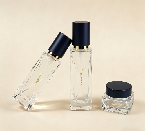 30‑100ML Clear Diamond‑Geometry Square Glass Skincare Set