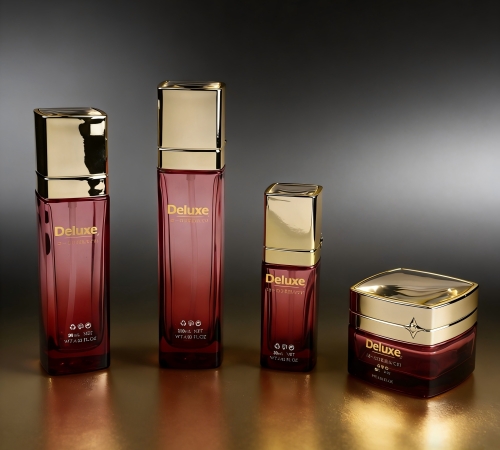 30‑110ML Burgundy Square Glass Skincare Set