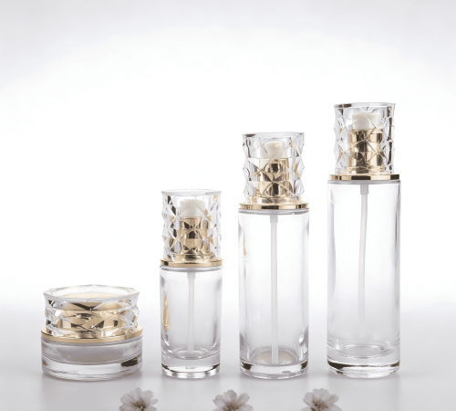 30‑120ml Water‑Ripple Diamond Facet Clear Glass Skincare Set