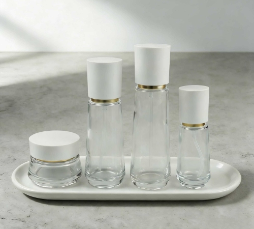30‑120ML Curved Taper Clear Glass Skincare Set