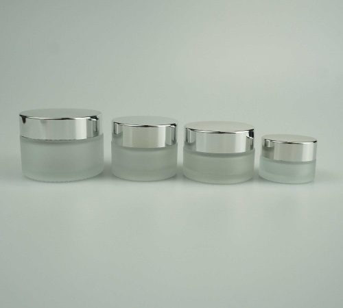 15‑100ML Round Frosted Glass Cream Jar With Silver Cap