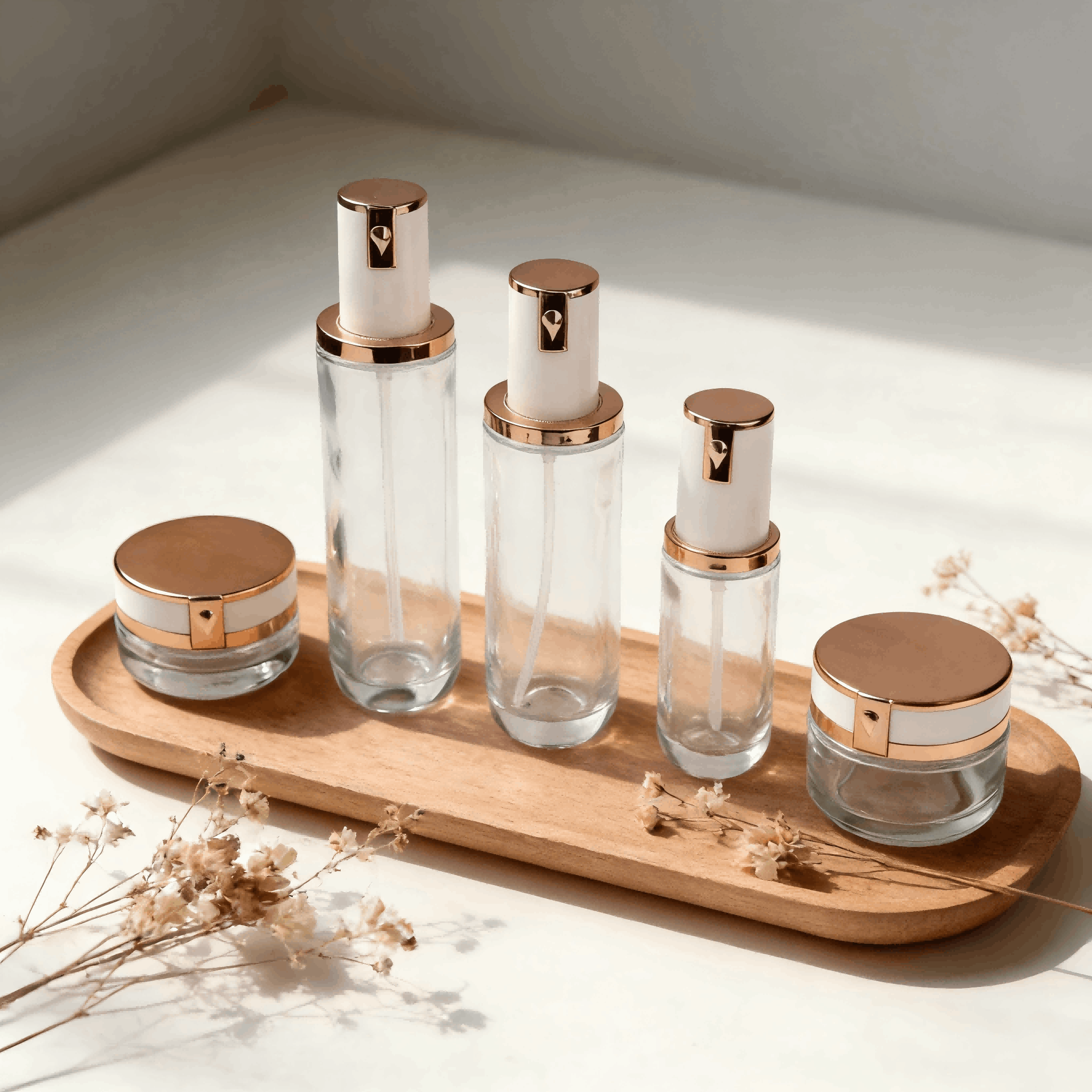 30‑100ml Two‑Tone Straight Glass Skincare Set