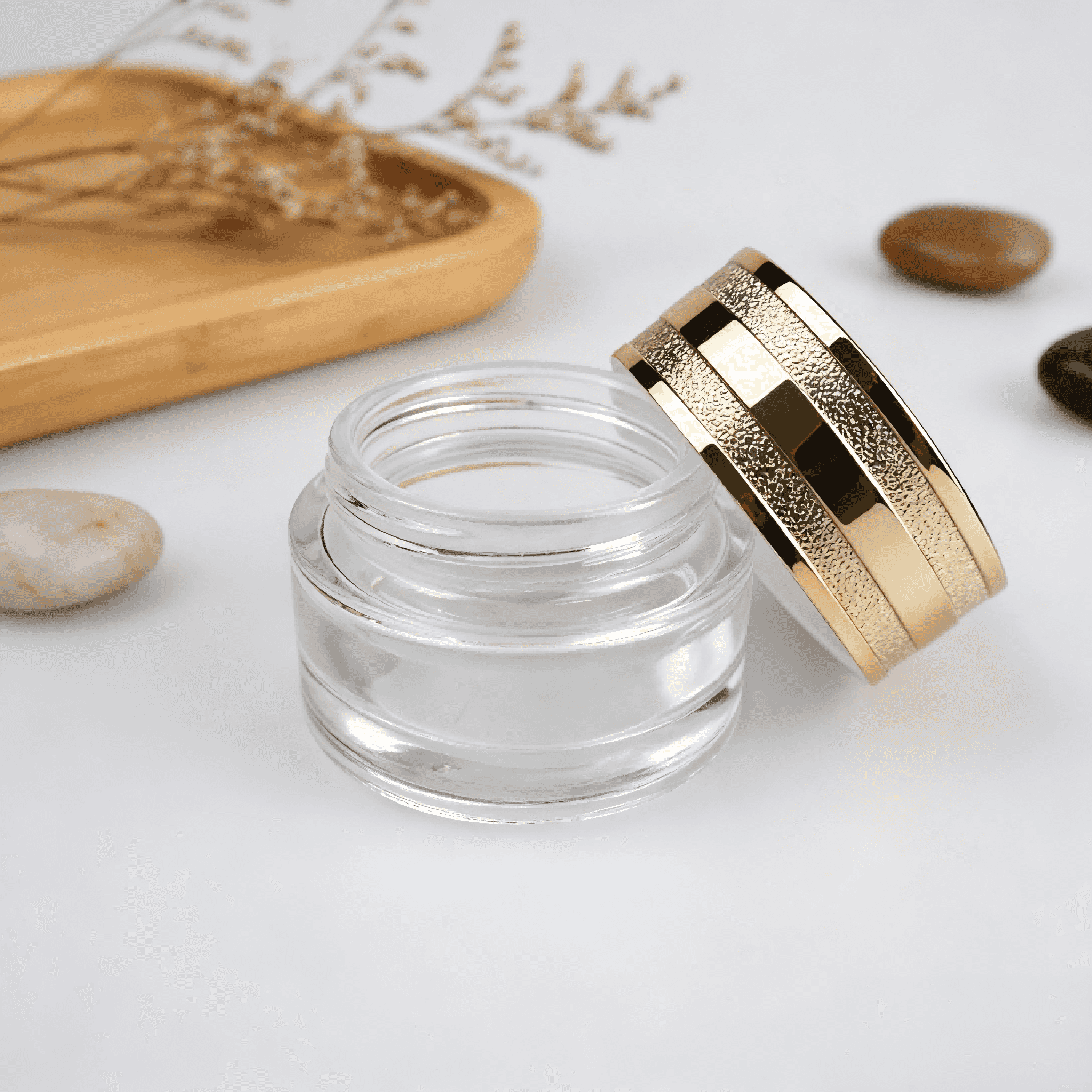 30‑120ml Multi‑Layer Gold Band Straight Glass Skincare Set