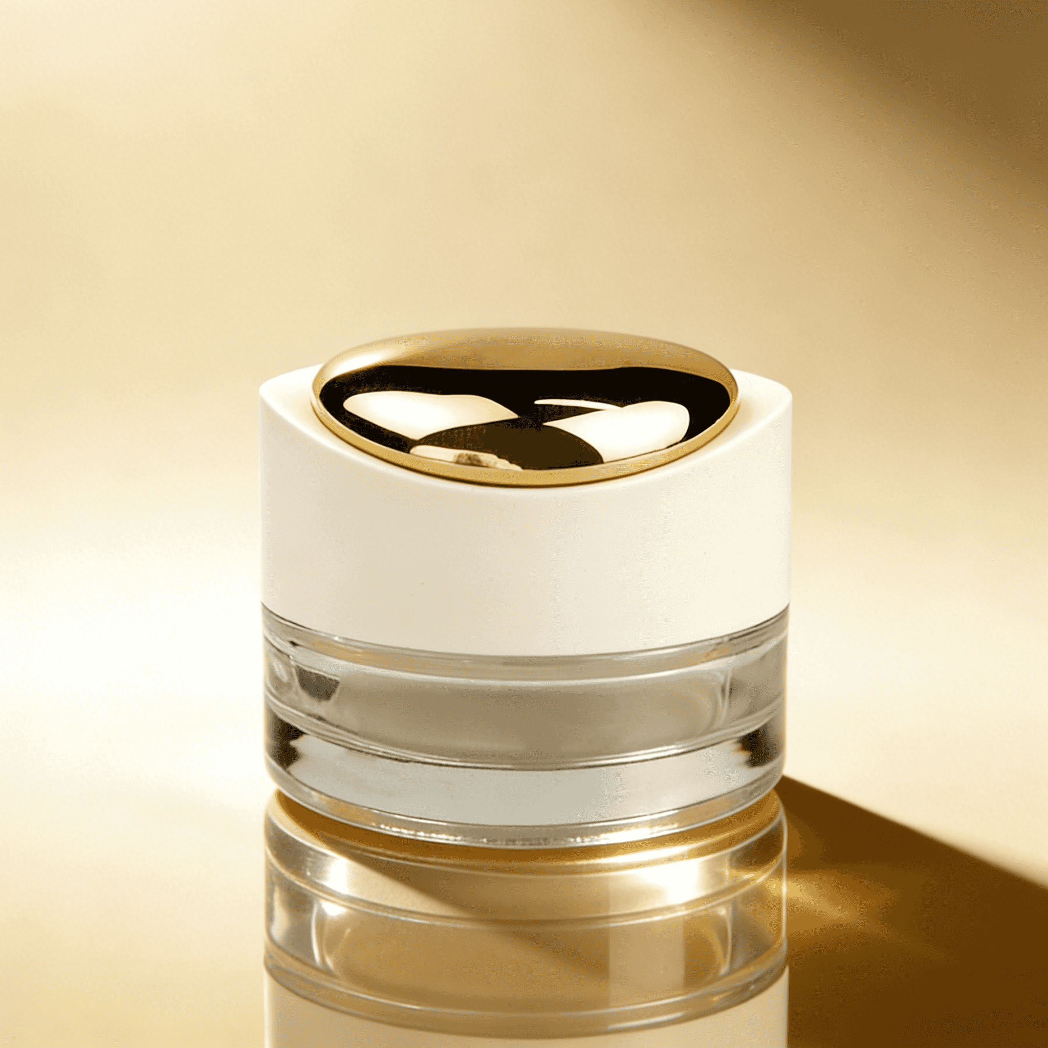 30‑120ml Clear Cylinder Glass Skincare Set With Matte‑White & Teardrop Gold Caps