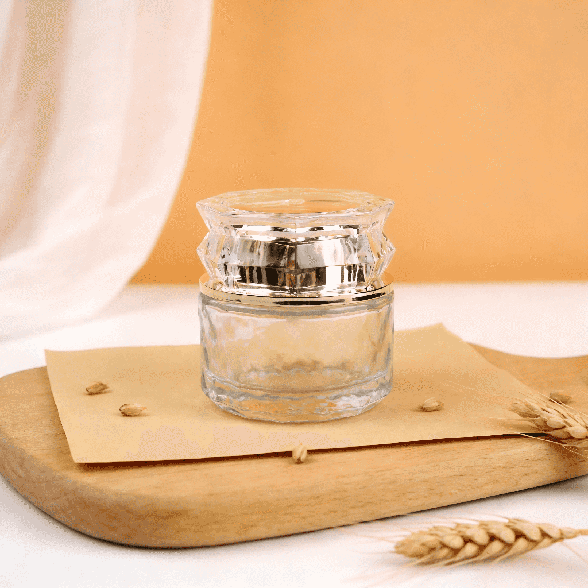 30‑120ml Diamond Cut Crystal Glass Skincare Set