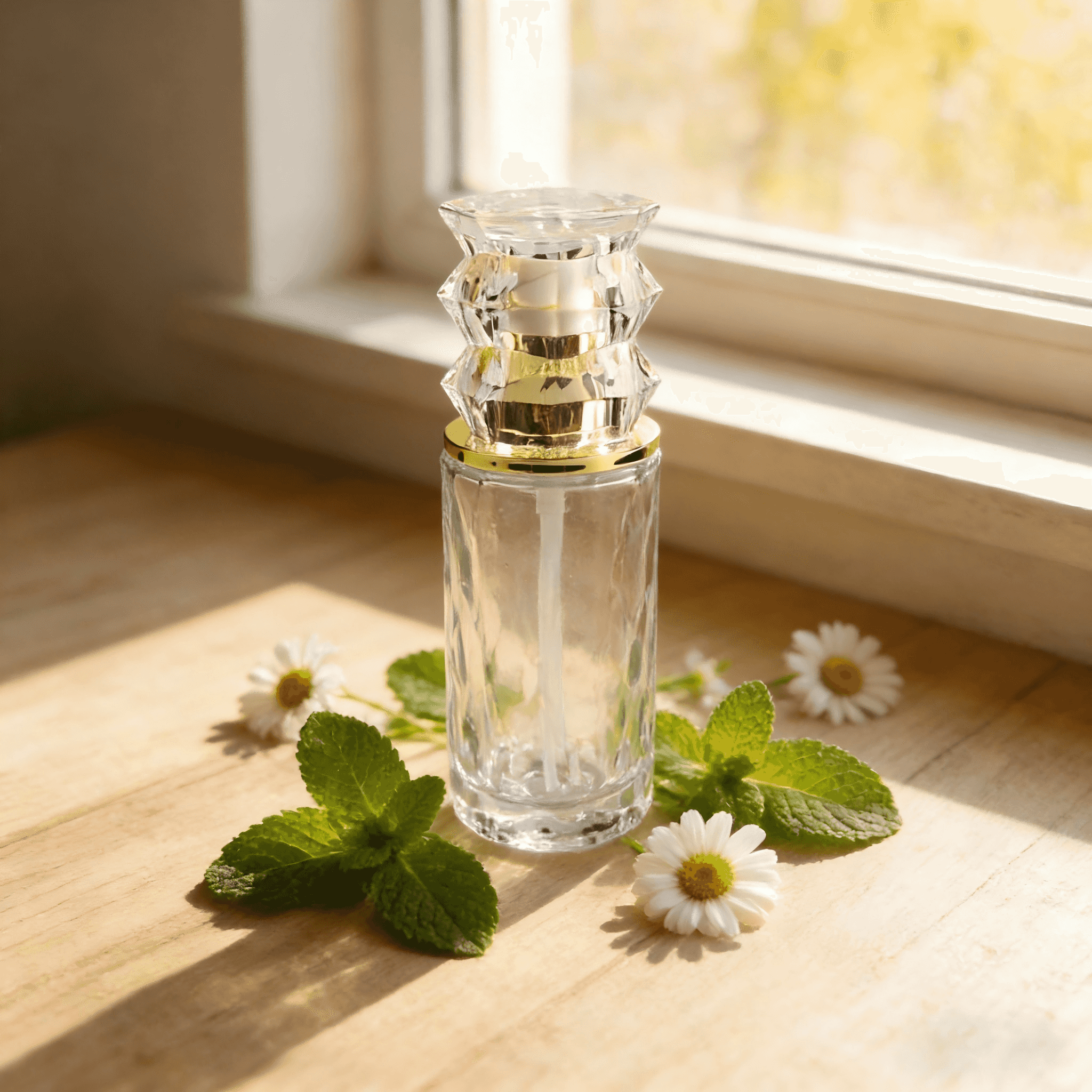 30‑120ml Diamond Cut Crystal Glass Skincare Set