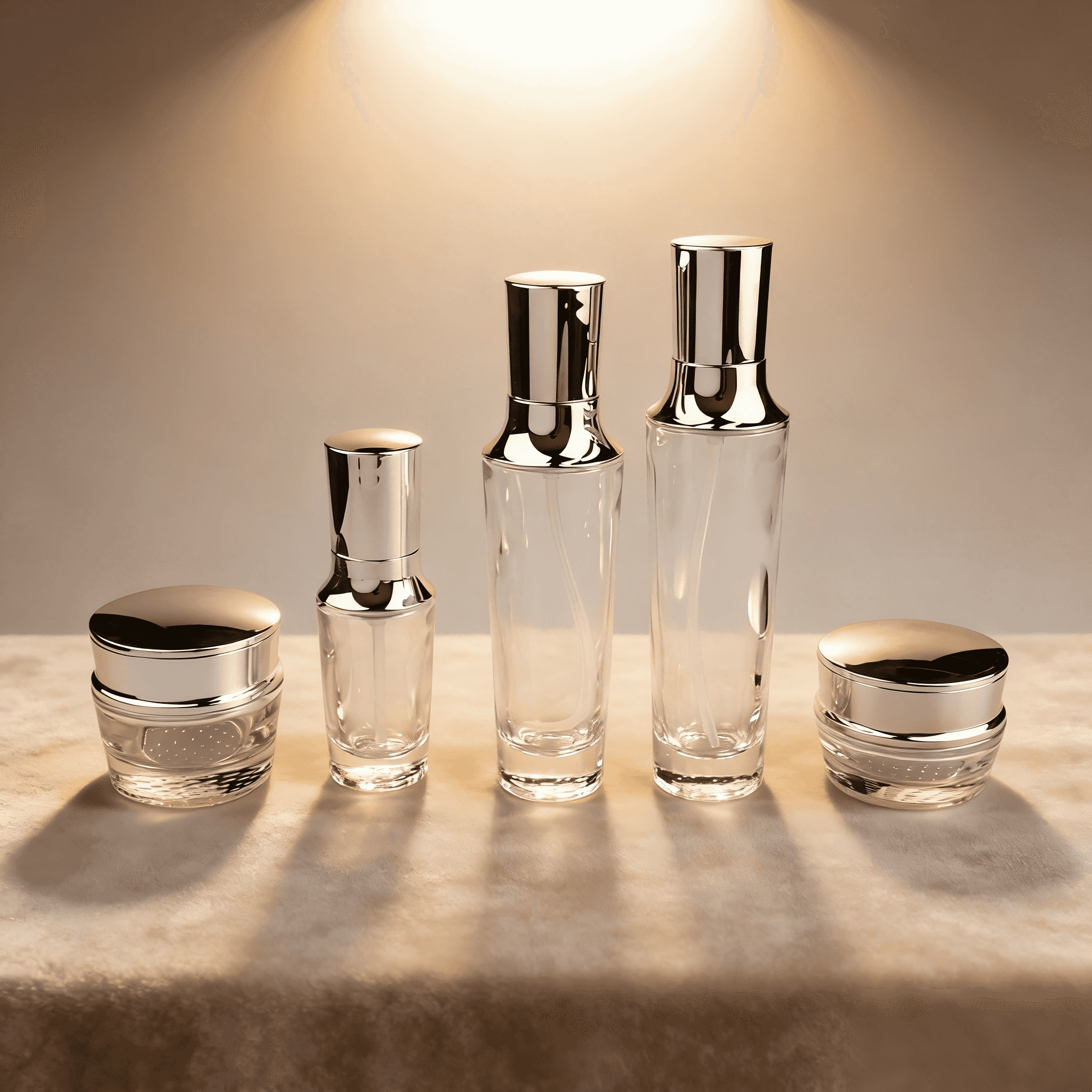30‑120ml Curved Waist Glass Skincare Set