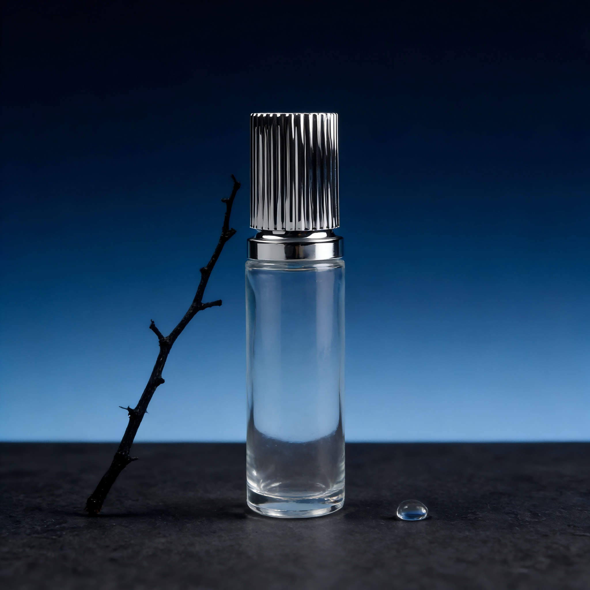 30‑120ml Frosted Glass Skincare Set With Vertical Rib Silver Caps