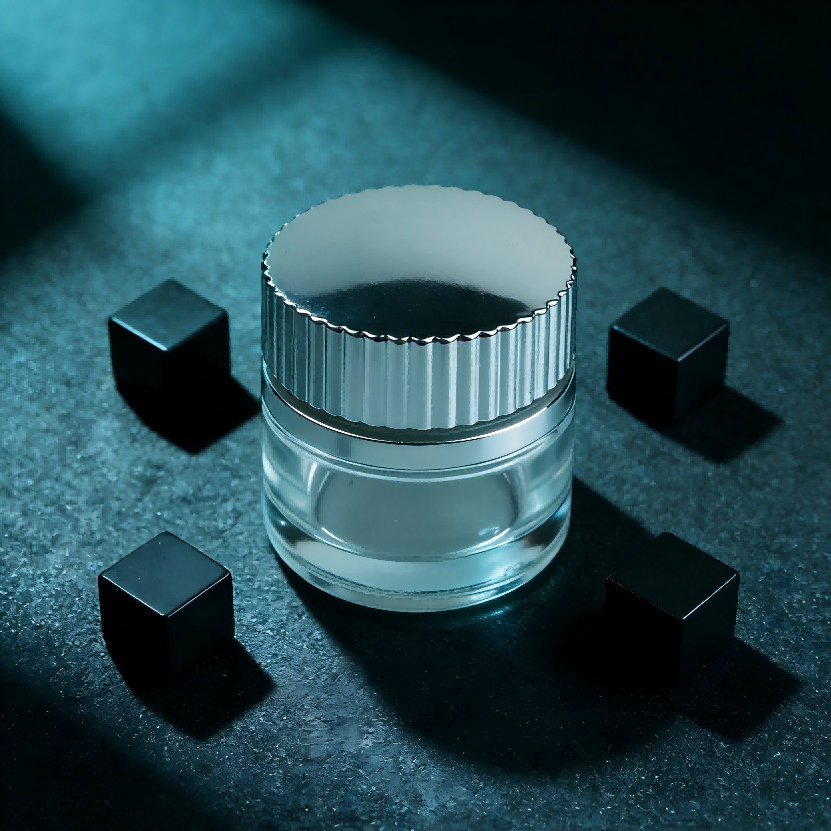 30‑120ml Frosted Glass Skincare Set With Vertical Rib Silver Caps
