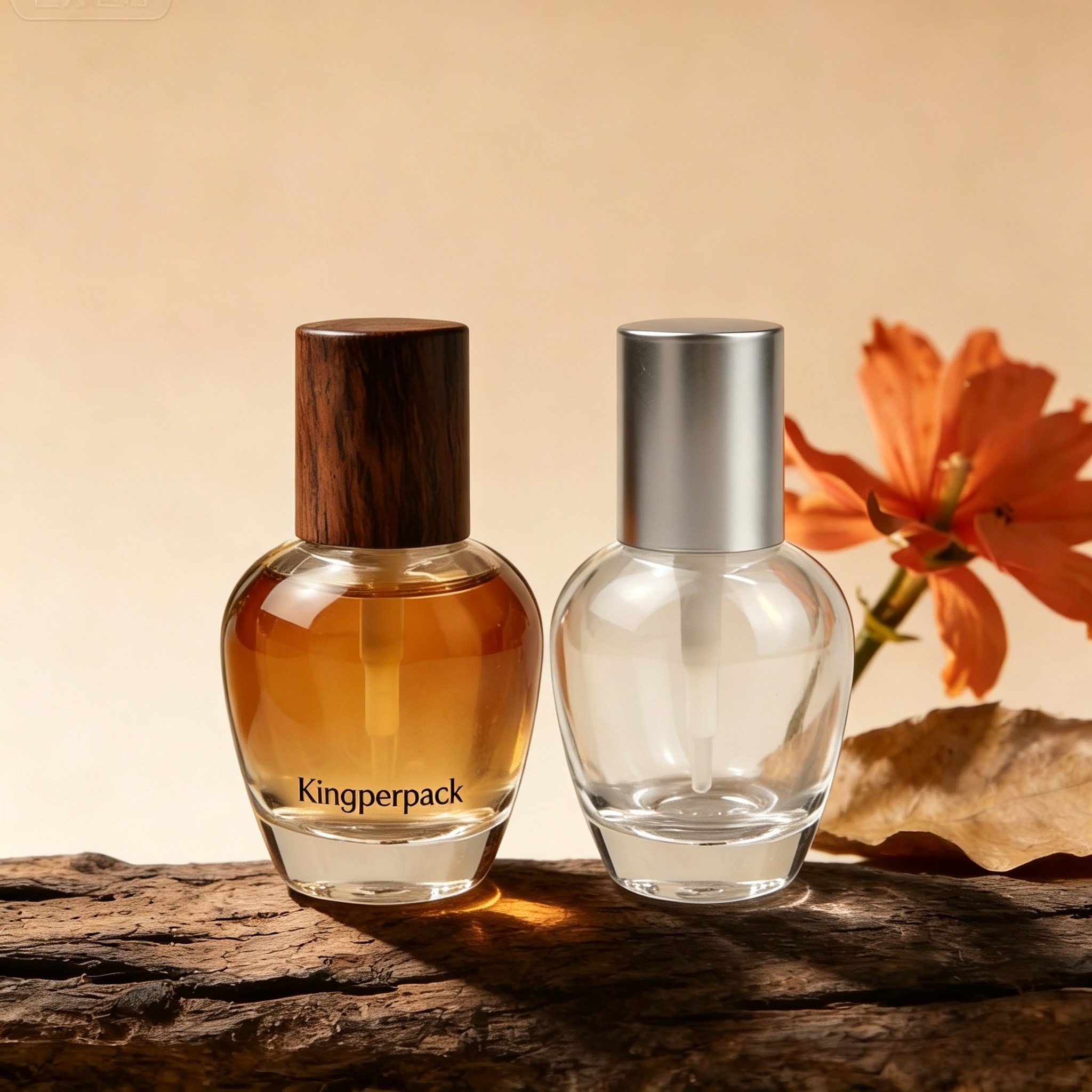 30‑50ml Round Glass Lotion Bottle, Silver Cap