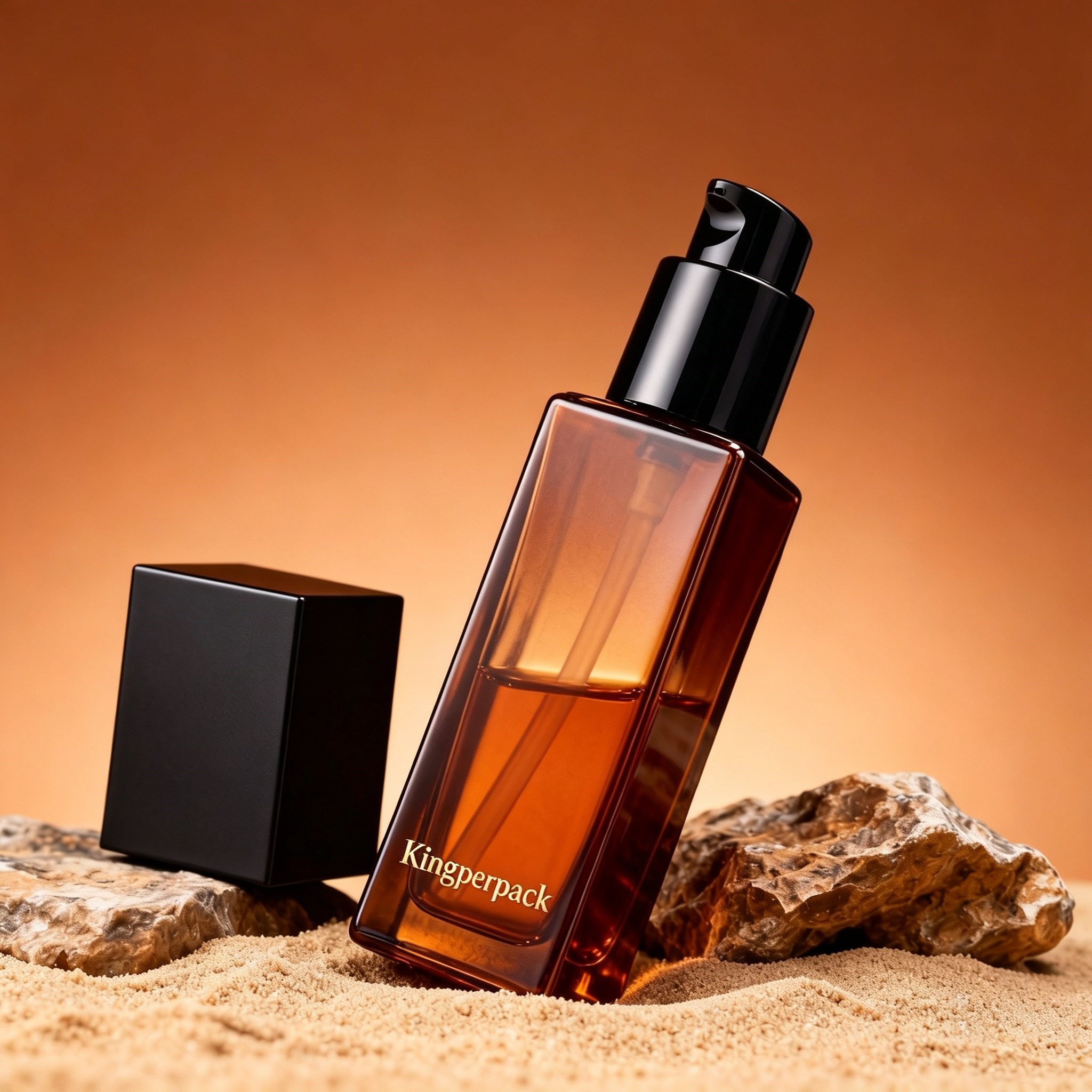 30‑40ml Tall Recessed Square Glass Foundation Bottle
