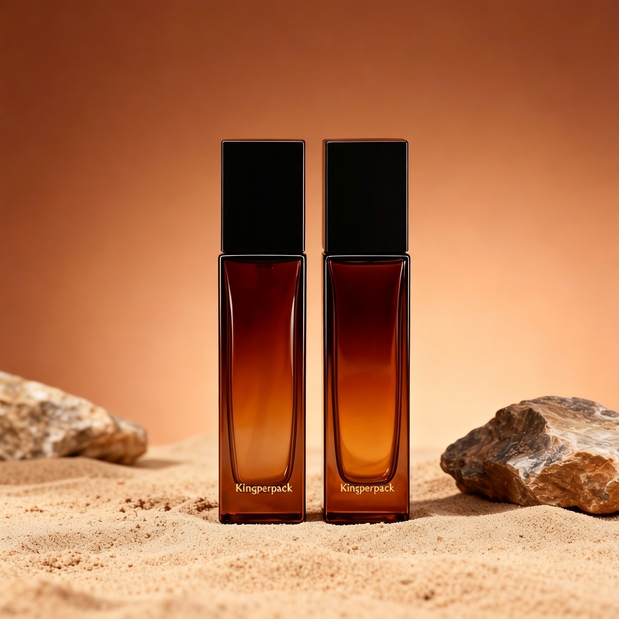 30‑40ml Tall Recessed Square Glass Foundation Bottle
