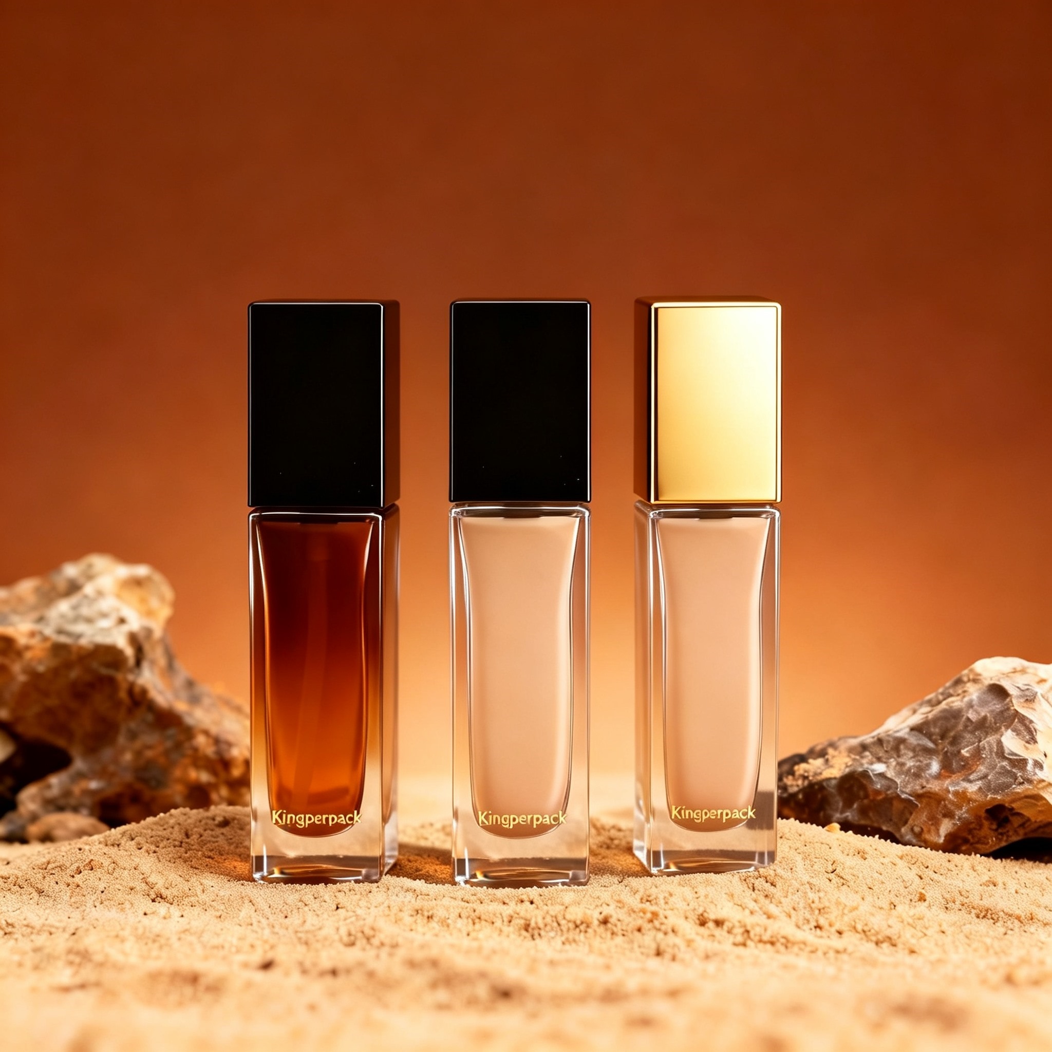 30‑40ml Tall Recessed Square Glass Foundation Bottle