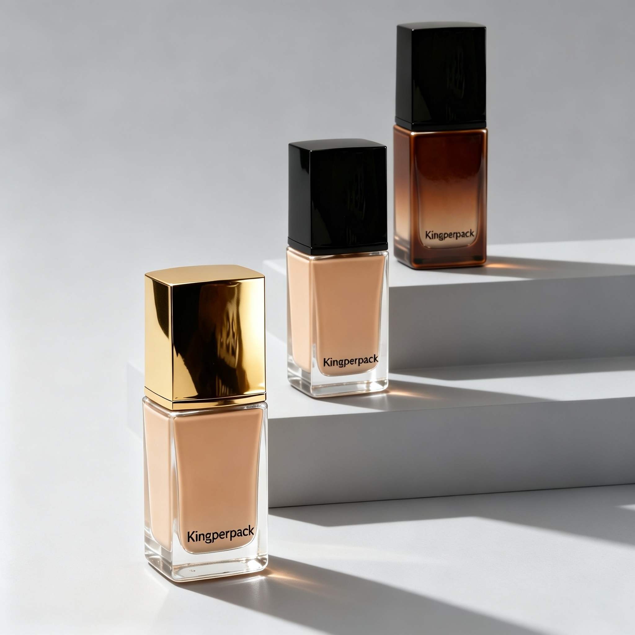 30‑40ml Square Recessed Glass Foundation Bottle