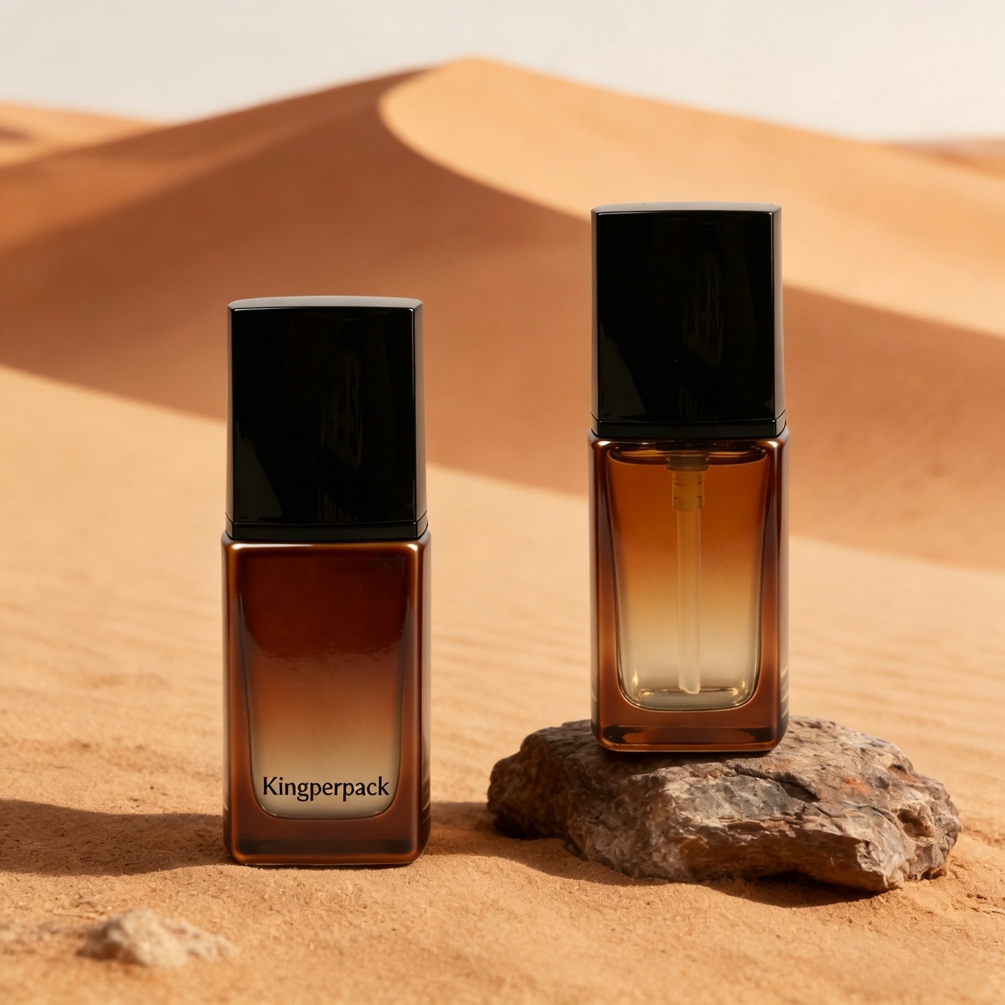 30‑40ml Square Recessed Glass Foundation Bottle