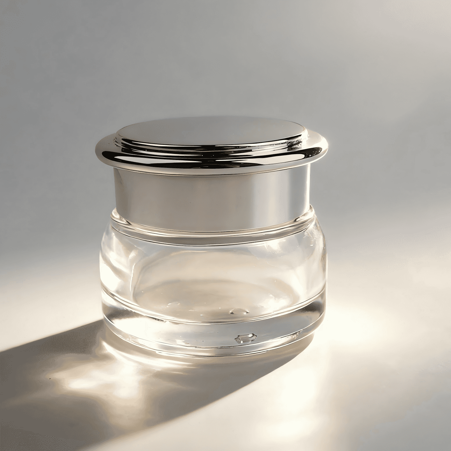 30‑100g/50‑150ml Skincare Glass Bottle Jar Set, Clear Glass with Silver Plated Cap
