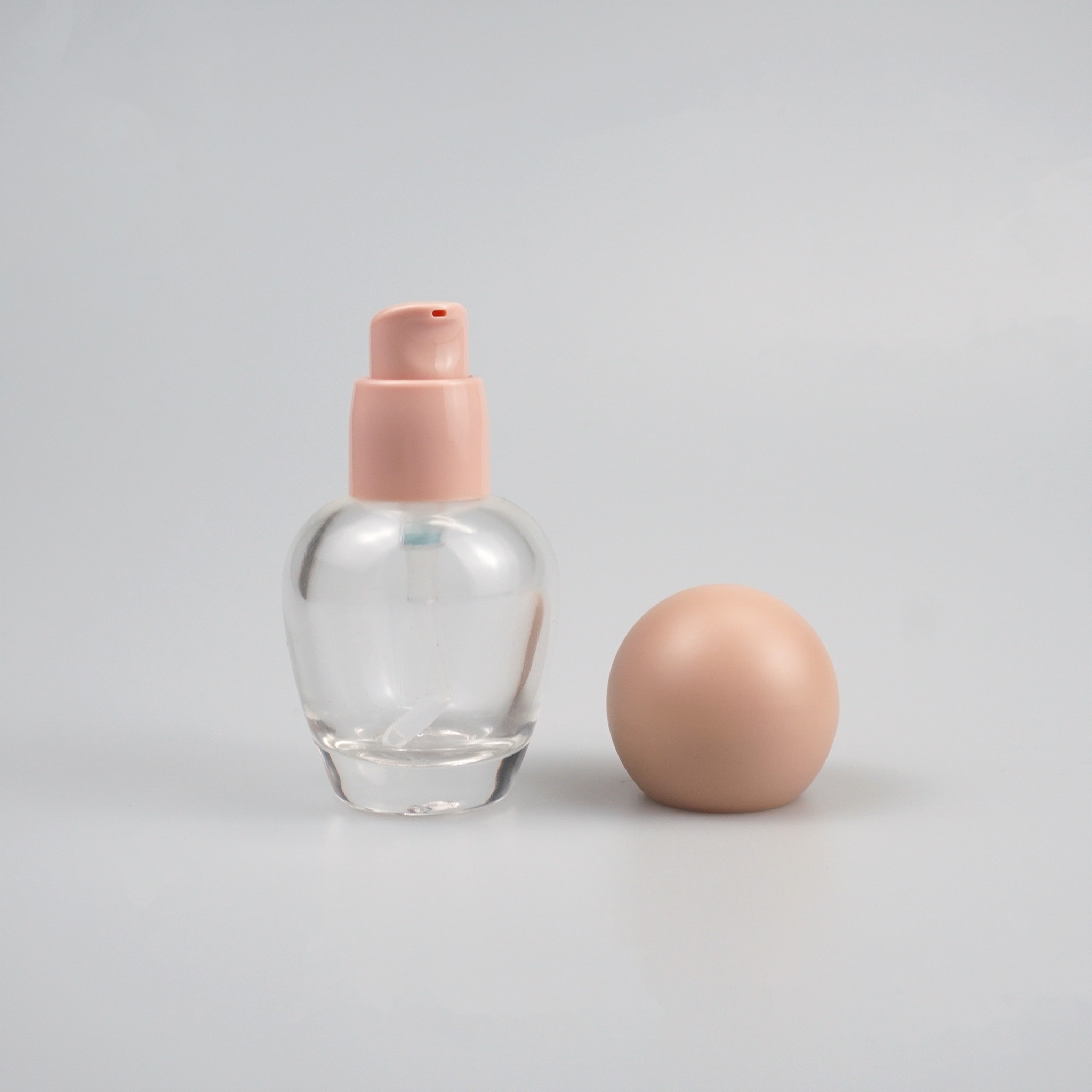 30‑80ml Matte Bulb‑Shaped Glass Serum Bottle with Sphere Ball Cap