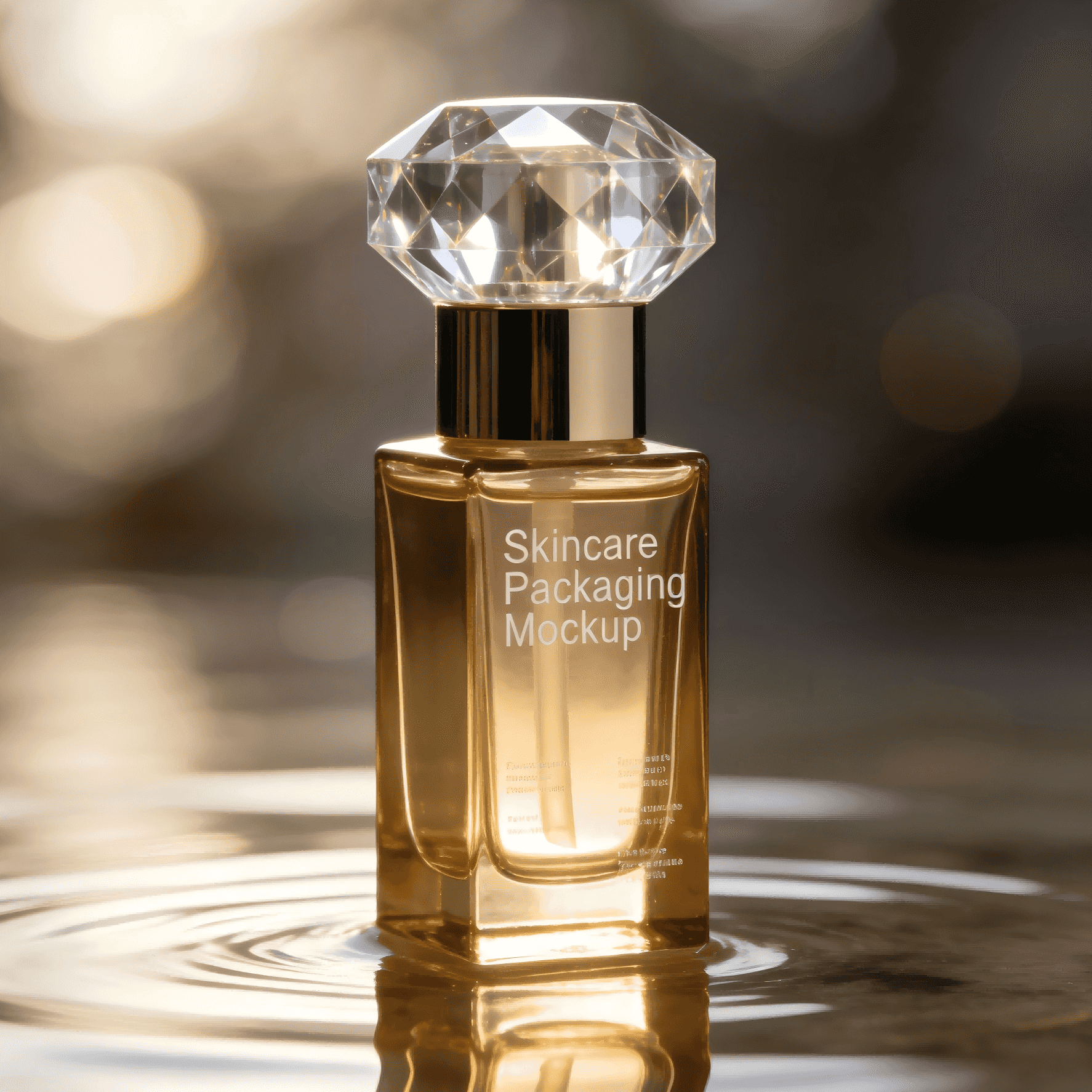 30‑120ml & 30‑50g Square Luxury Glass Skincare Bottle Jar Set with Diamond Cut Cap