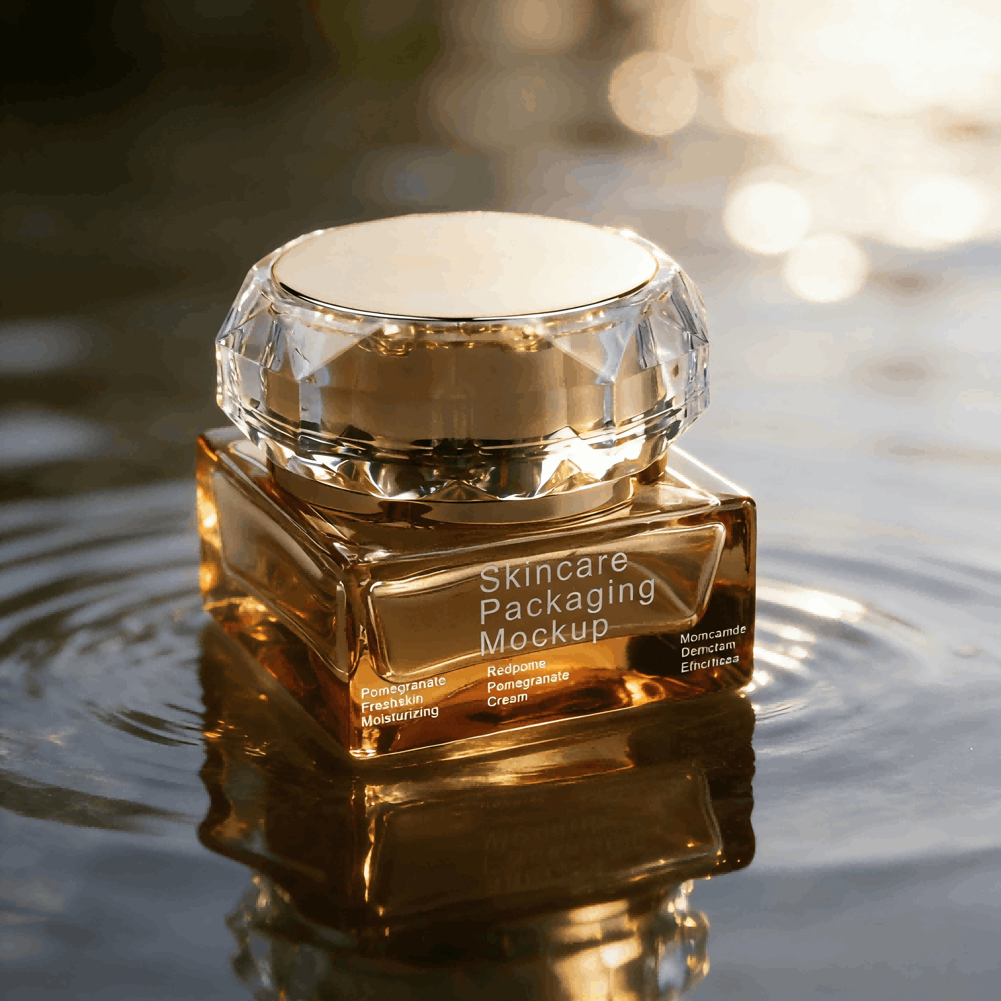 30‑120ml & 30‑50g Square Luxury Glass Skincare Bottle Jar Set with Diamond Cut Cap