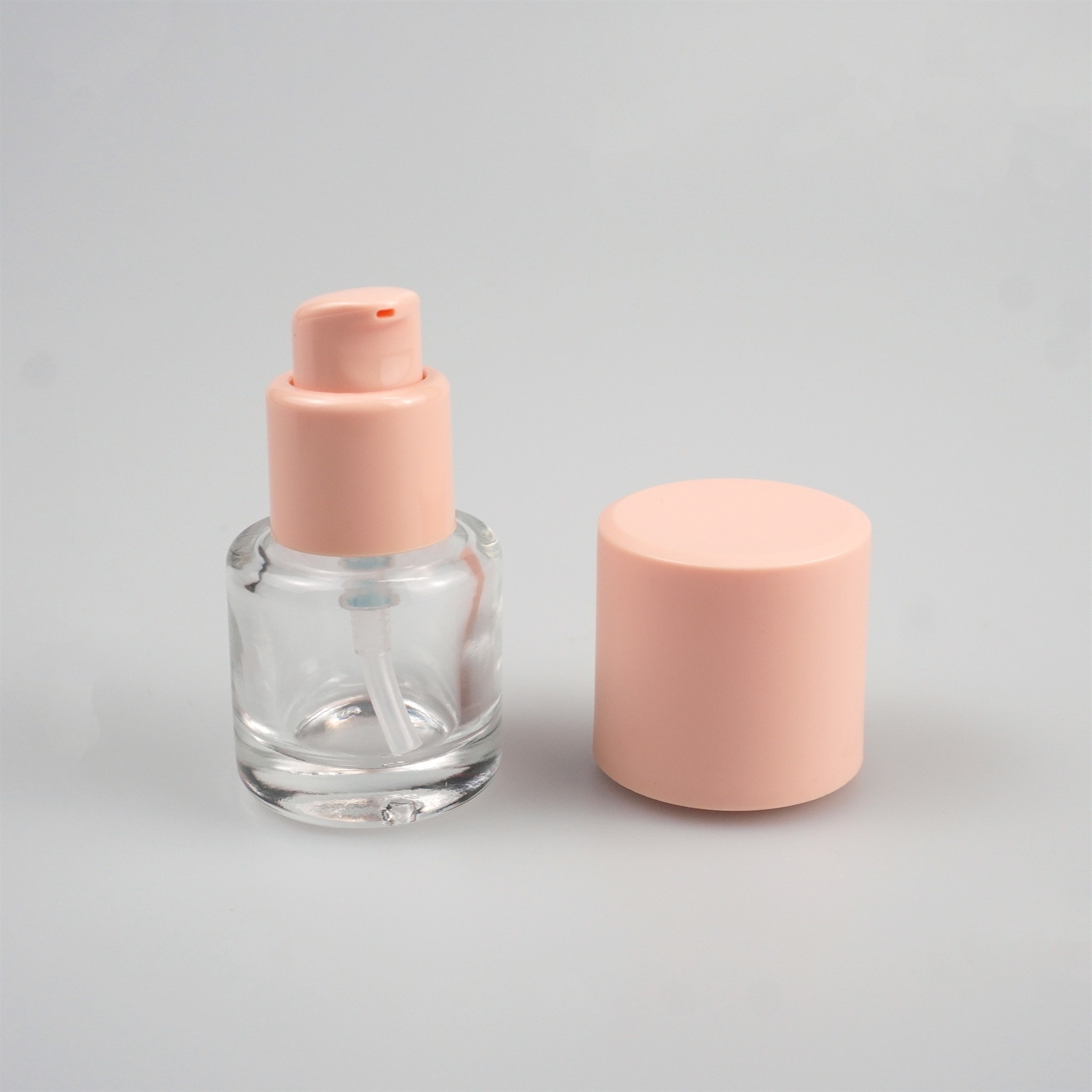 30ml Short Round Cylinder Glass Serum Bottle with Matte Cylindrical Overcap