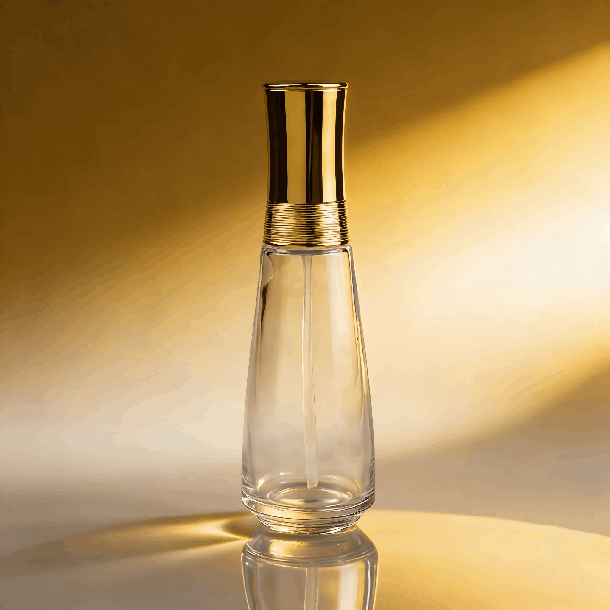 30‑120ml & 30‑50g Curved‑Waist Glass Bottle Jar Skincare Set with Gold Thread Decor Cap