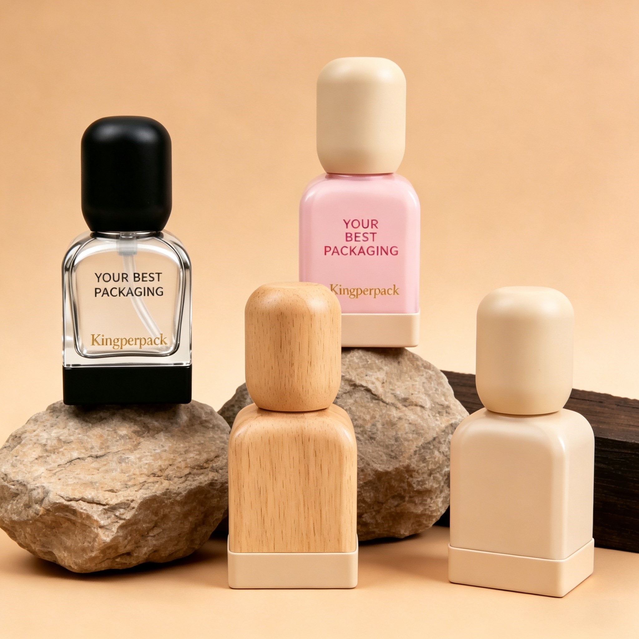 30‑40ml Square Rounded‑Corner Glass Pump Bottle for Foundation & Serum