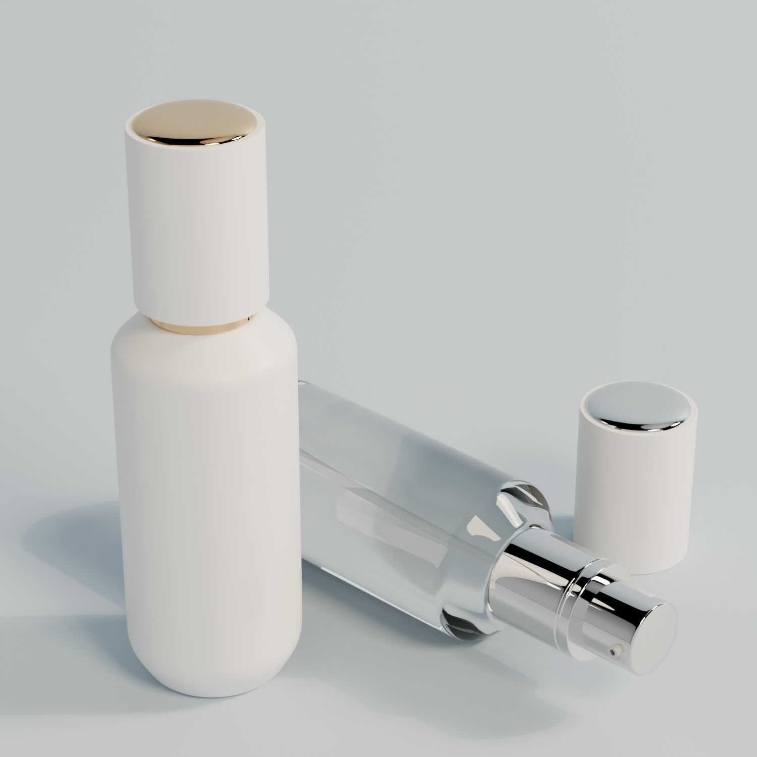 50‑100ml Rounded‑Shoulder Cylindrical Glass Cosmetic Bottle, Pump & Spray Versatile
