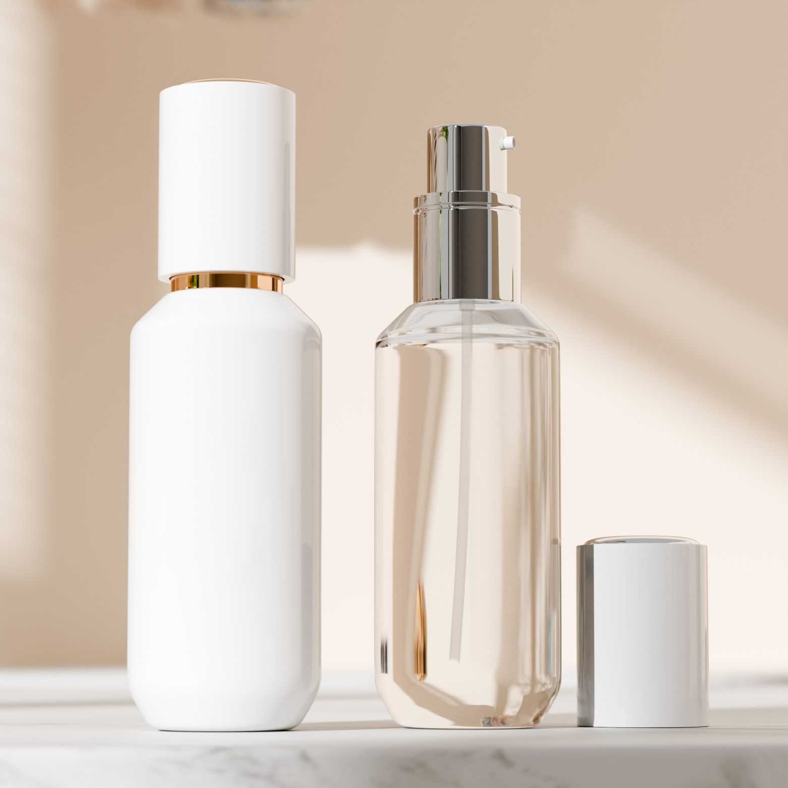 50‑100ml Rounded‑Shoulder Cylindrical Glass Cosmetic Bottle, Pump & Spray Versatile
