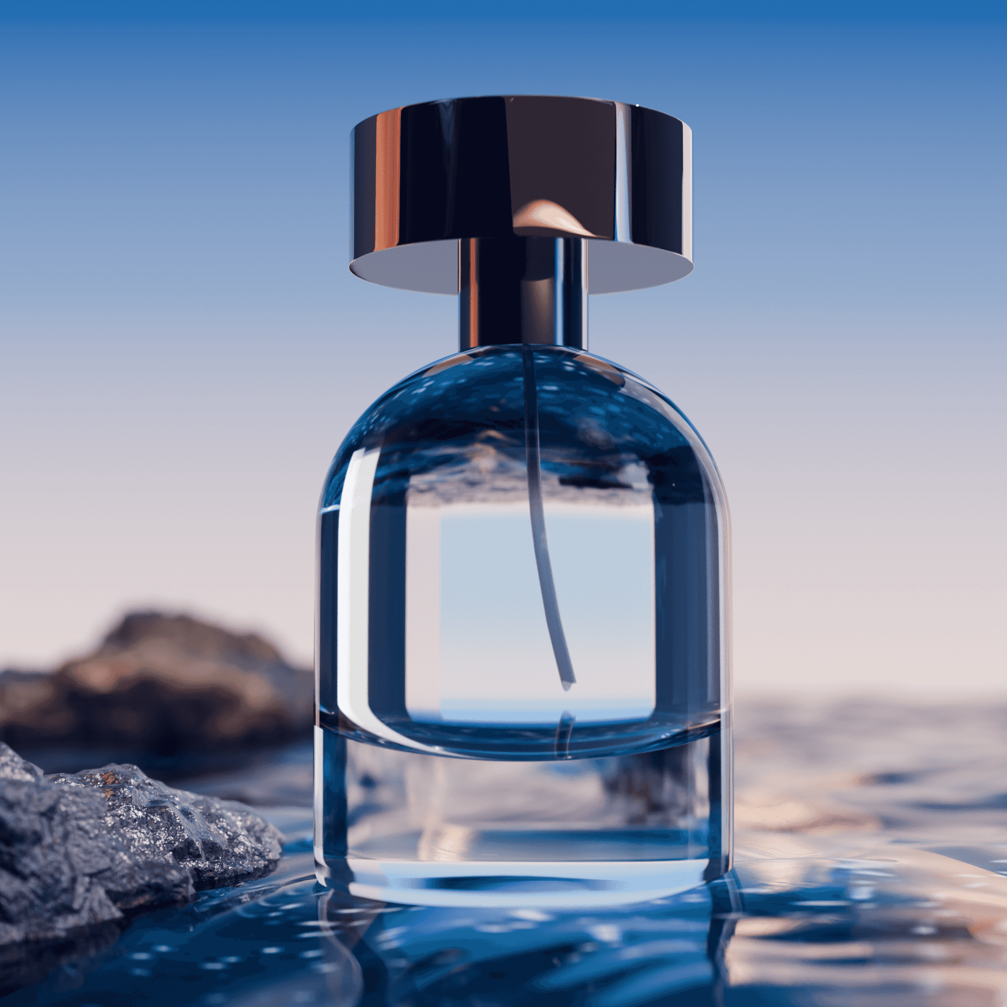 50‑100ml Dome Top Heavy Bottom Clear Glass Perfume Bottle With Spray Pump