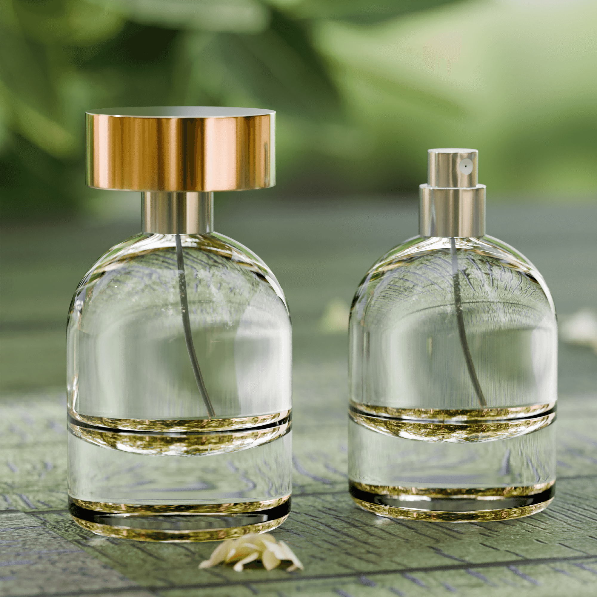 50‑100ml Dome Top Heavy Bottom Clear Glass Perfume Bottle With Spray Pump