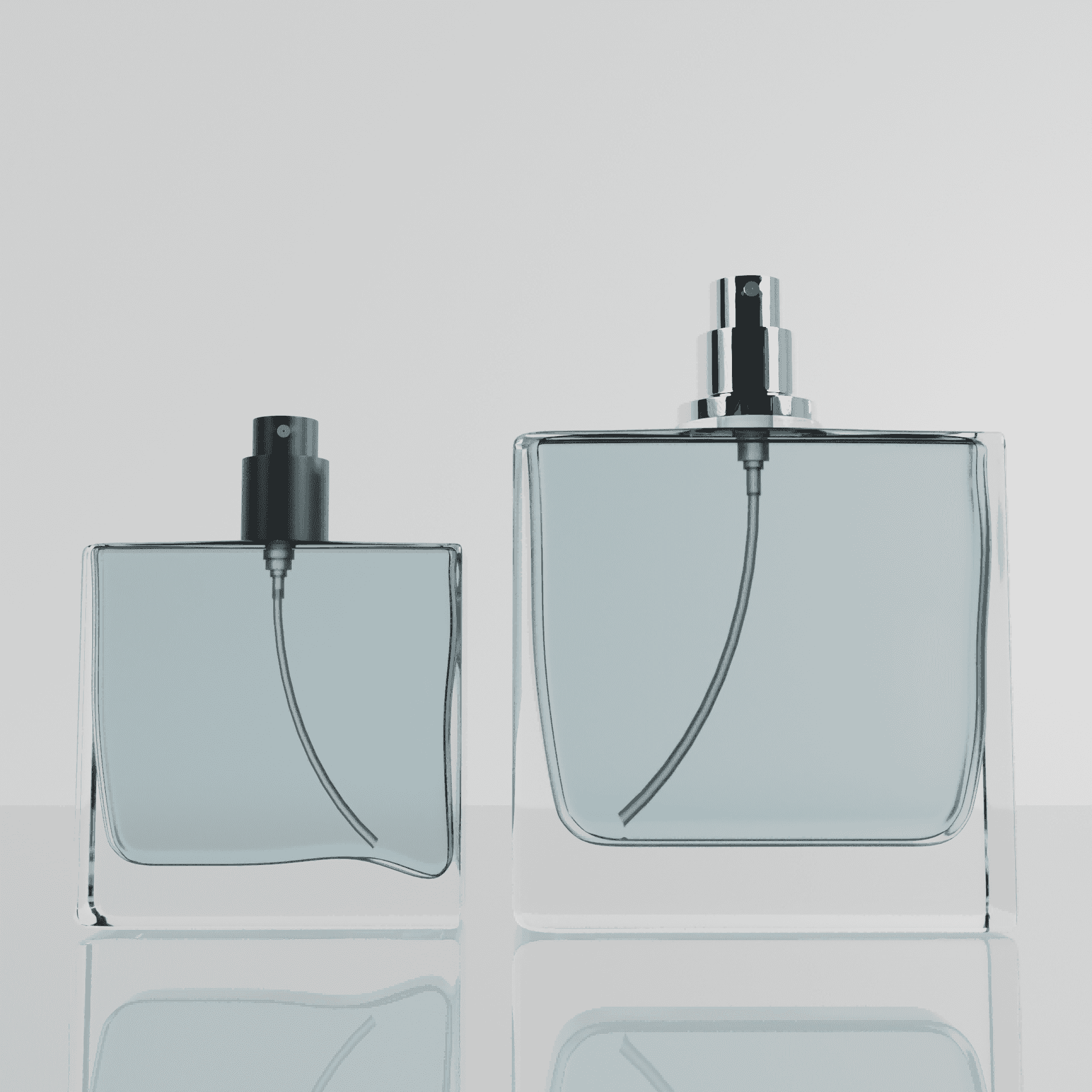 50‑100 ML Square Concave Panel Heavy Base Glass Perfume Spray Bottle