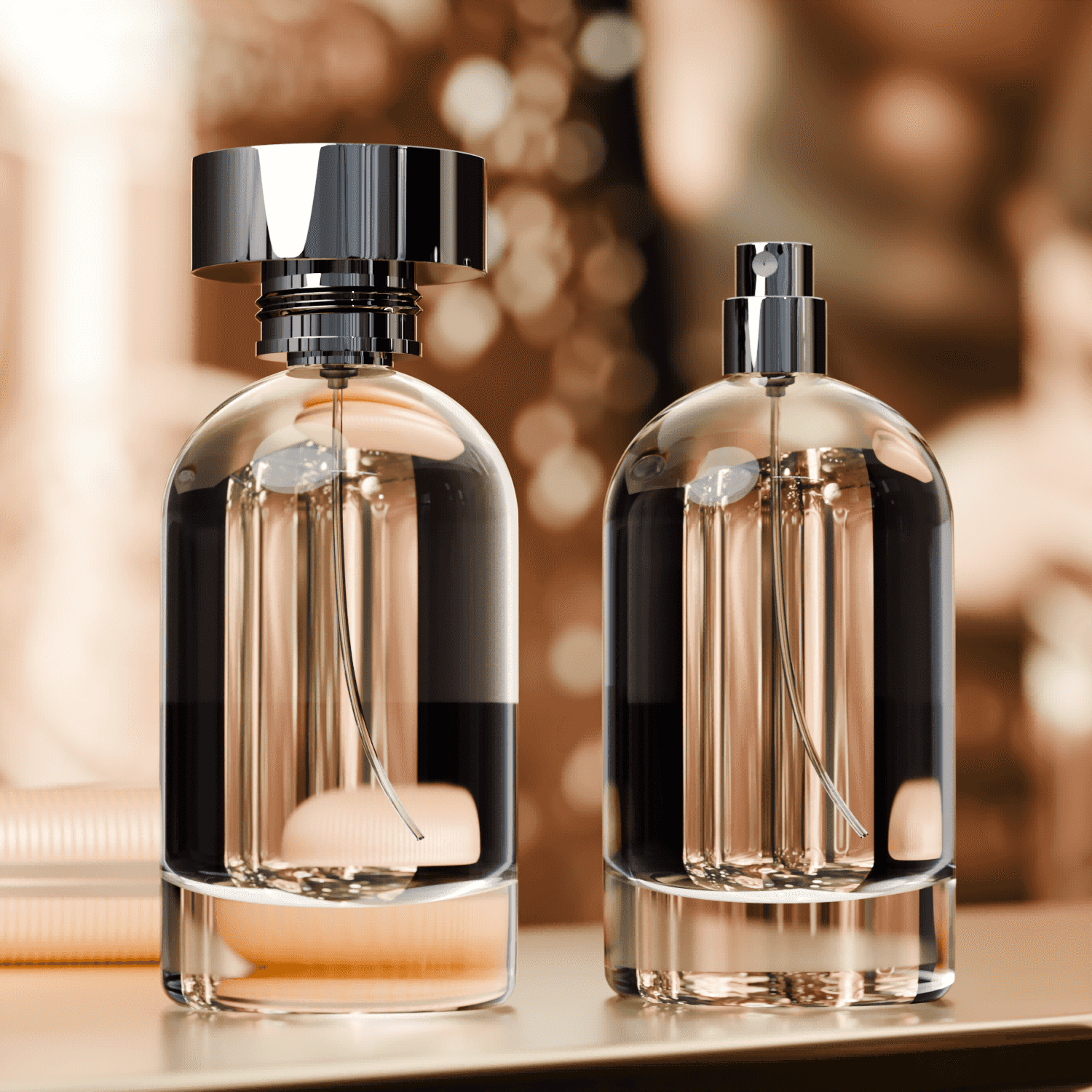 50‑100 ML Oval Rounded Shoulder Heavy Bottom Glass Perfume Bottle with Spray Pump