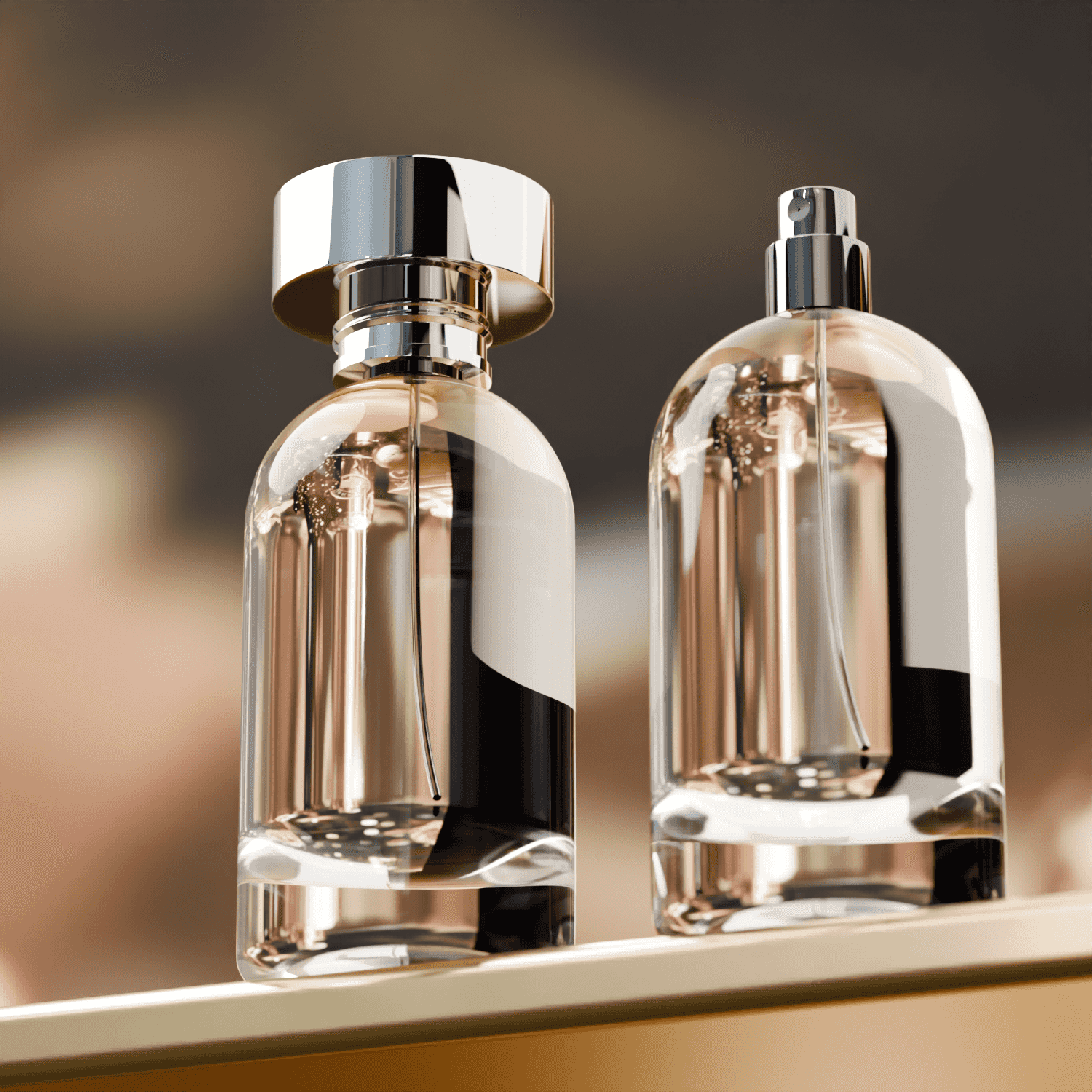 50‑100 ML Oval Rounded Shoulder Heavy Bottom Glass Perfume Bottle with Spray Pump