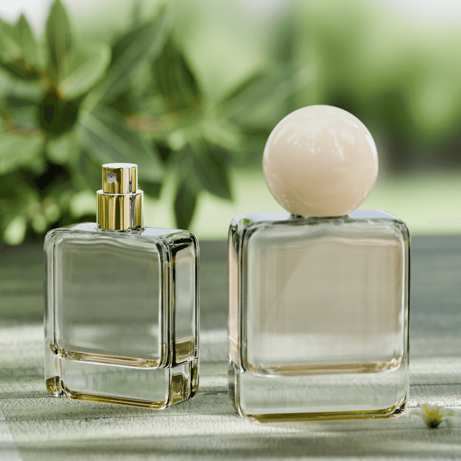 30‑100 ML Double‑Layer Square Heavy Base Perfume Glass Bottle with Ball Resin Cap
