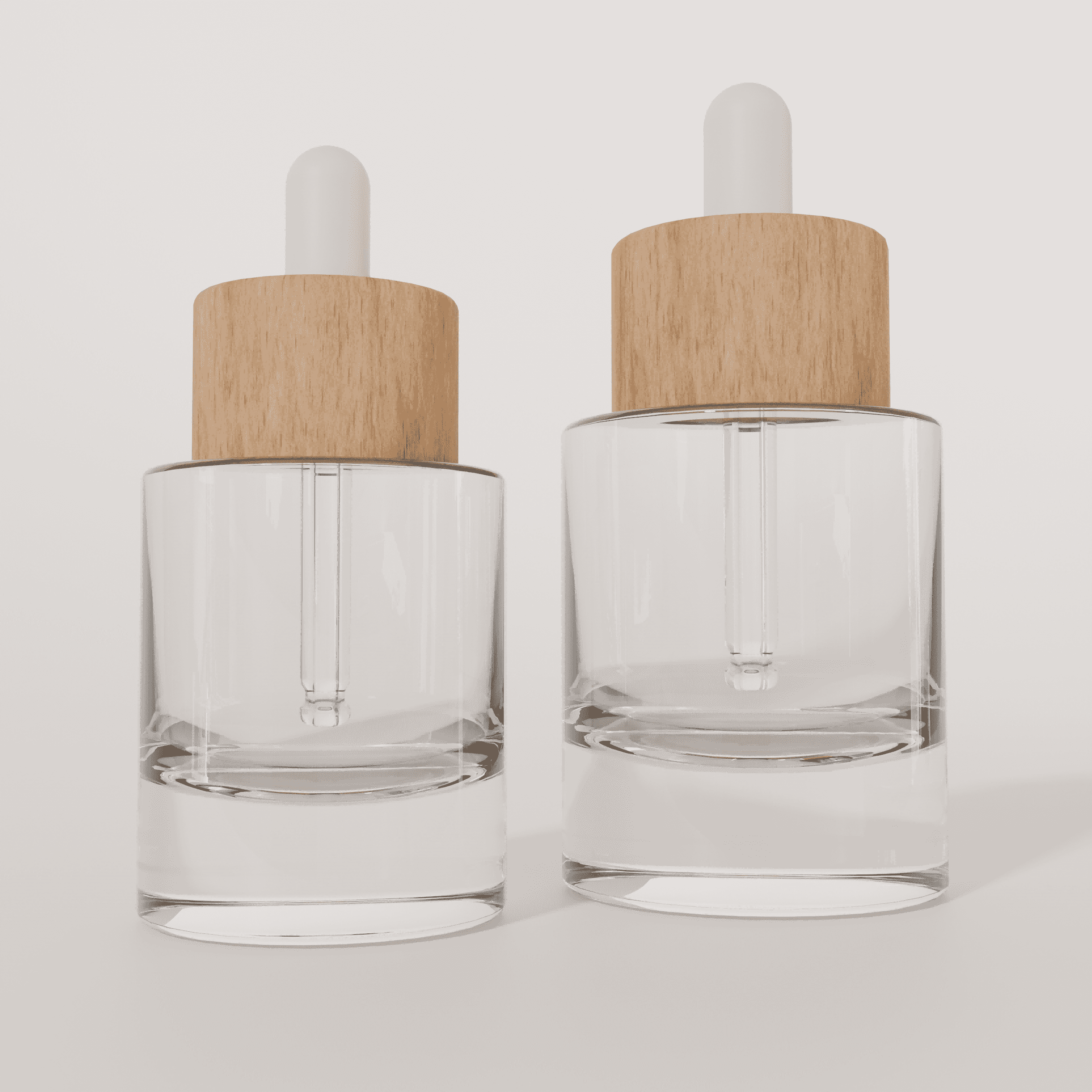 15‑50 ML Thick Wall Cylinder Clear Glass dropper Bottle with Wood Look dropper Cap