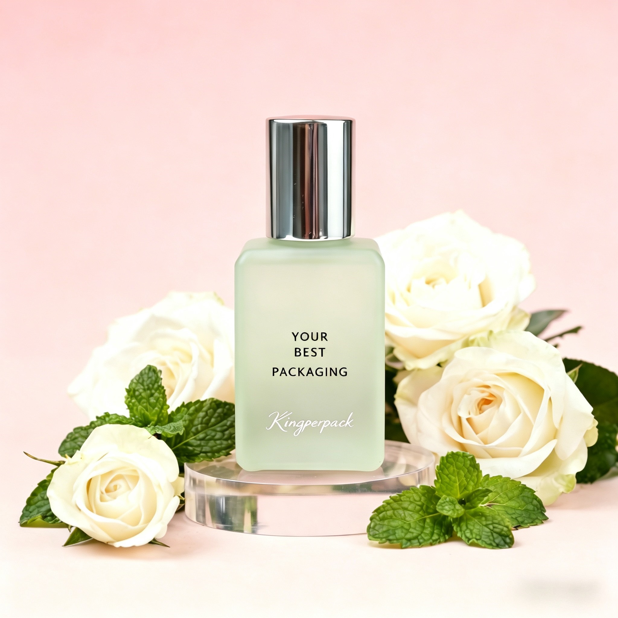 30‑100 ML Matte Frosted Flat Square Glass Perfume Bottle with Metal Spray Cap