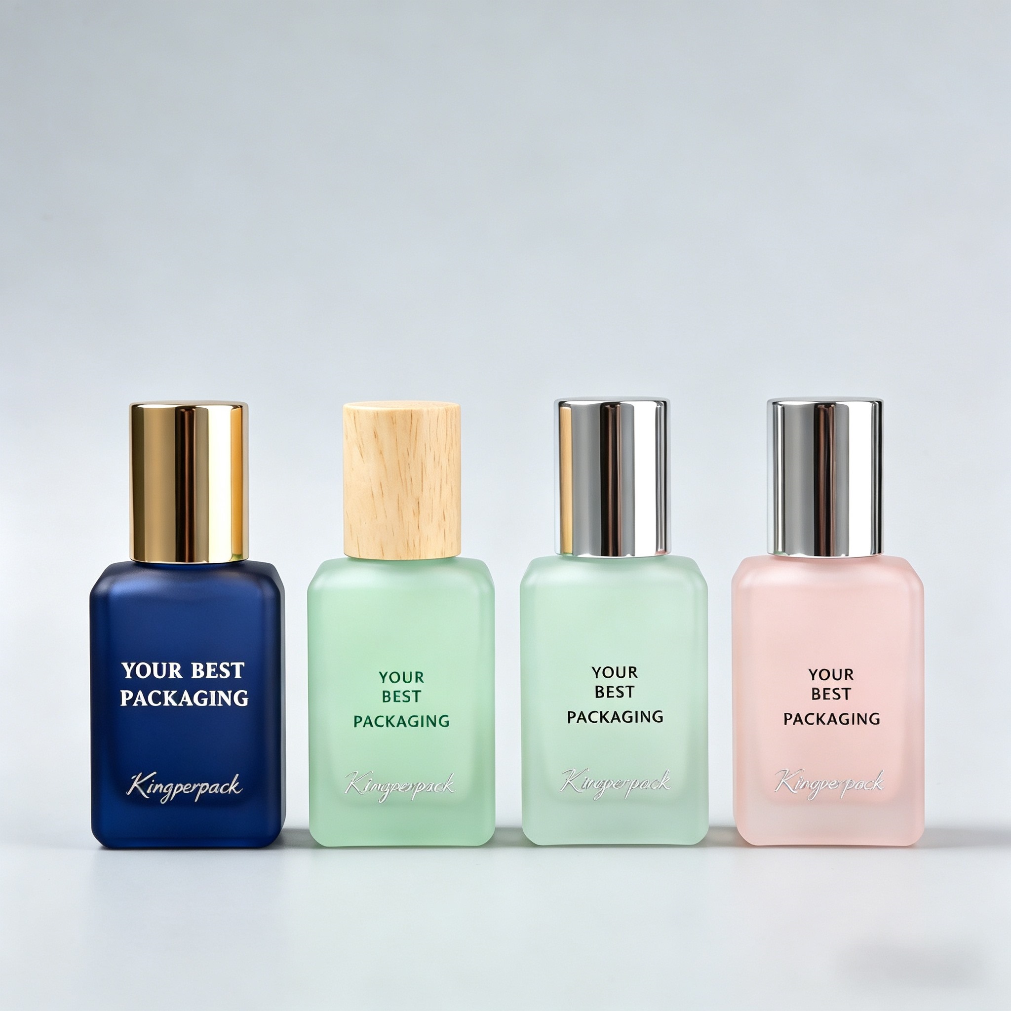 30‑100 ML Matte Frosted Flat Square Glass Perfume Bottle with Metal Spray Cap