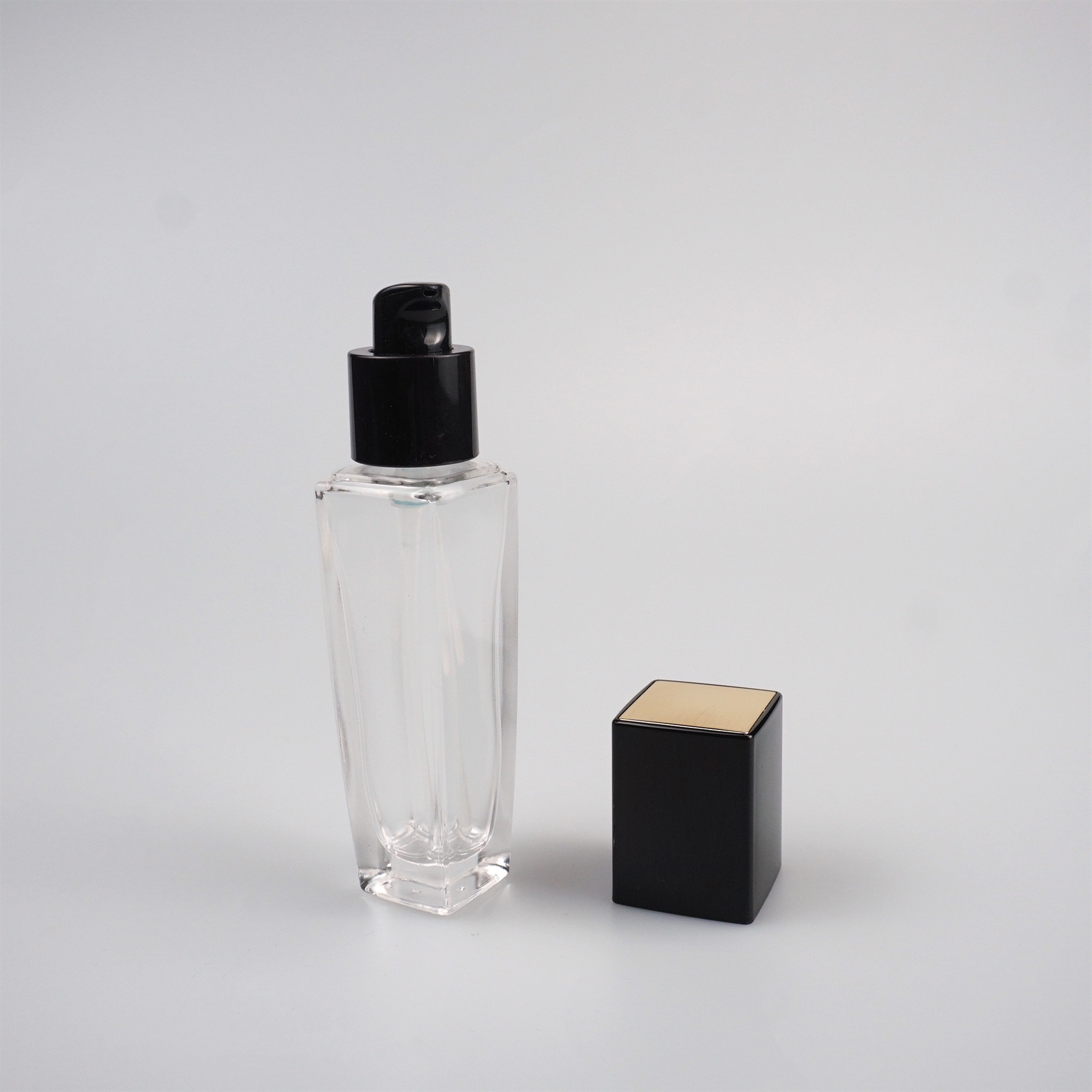 80‑120ML Luxury Tall Slanted Square Glass Lotion Bottle for Skin Toner & Serum