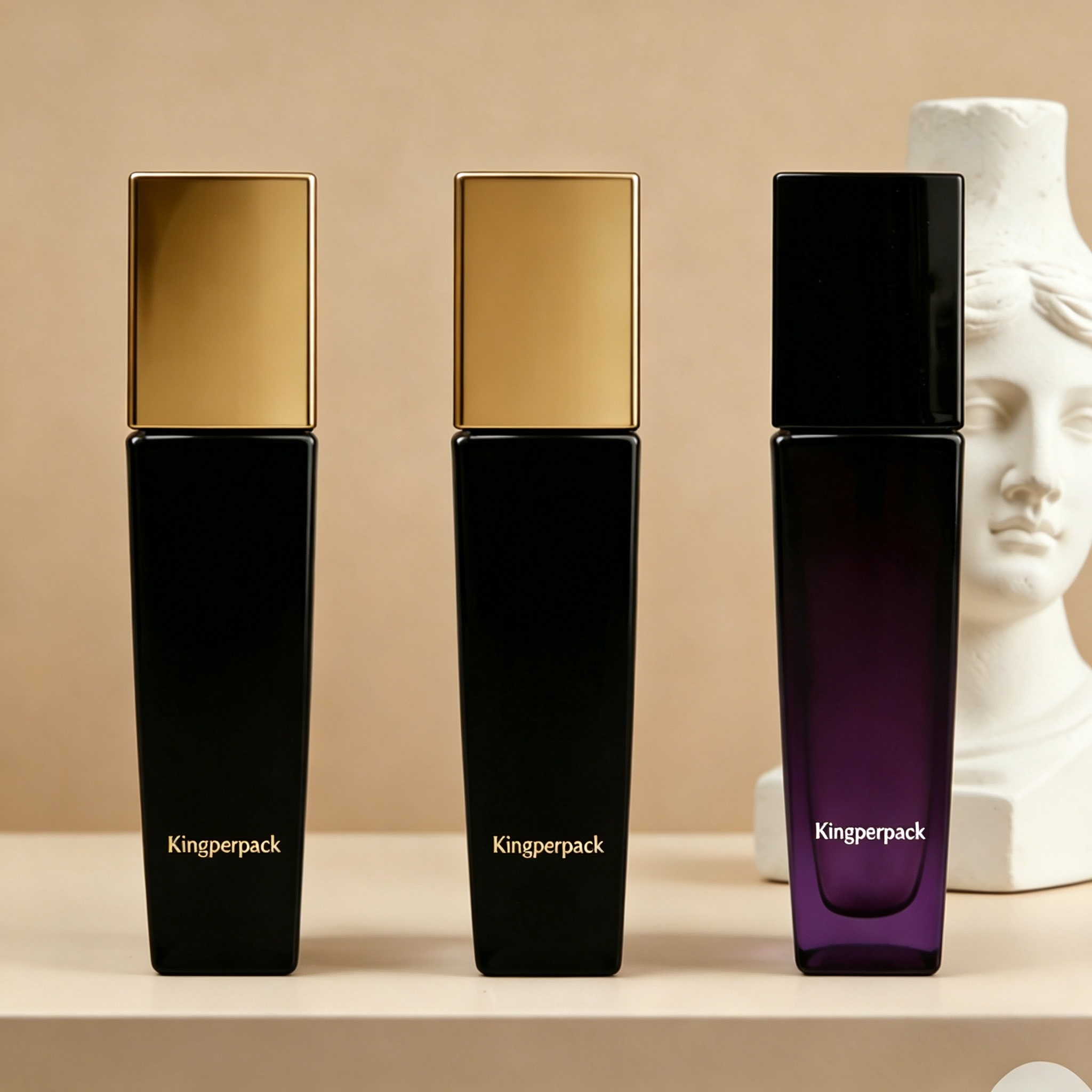 80‑120ML Luxury Tall Slanted Square Glass Lotion Bottle for Skin Toner & Serum