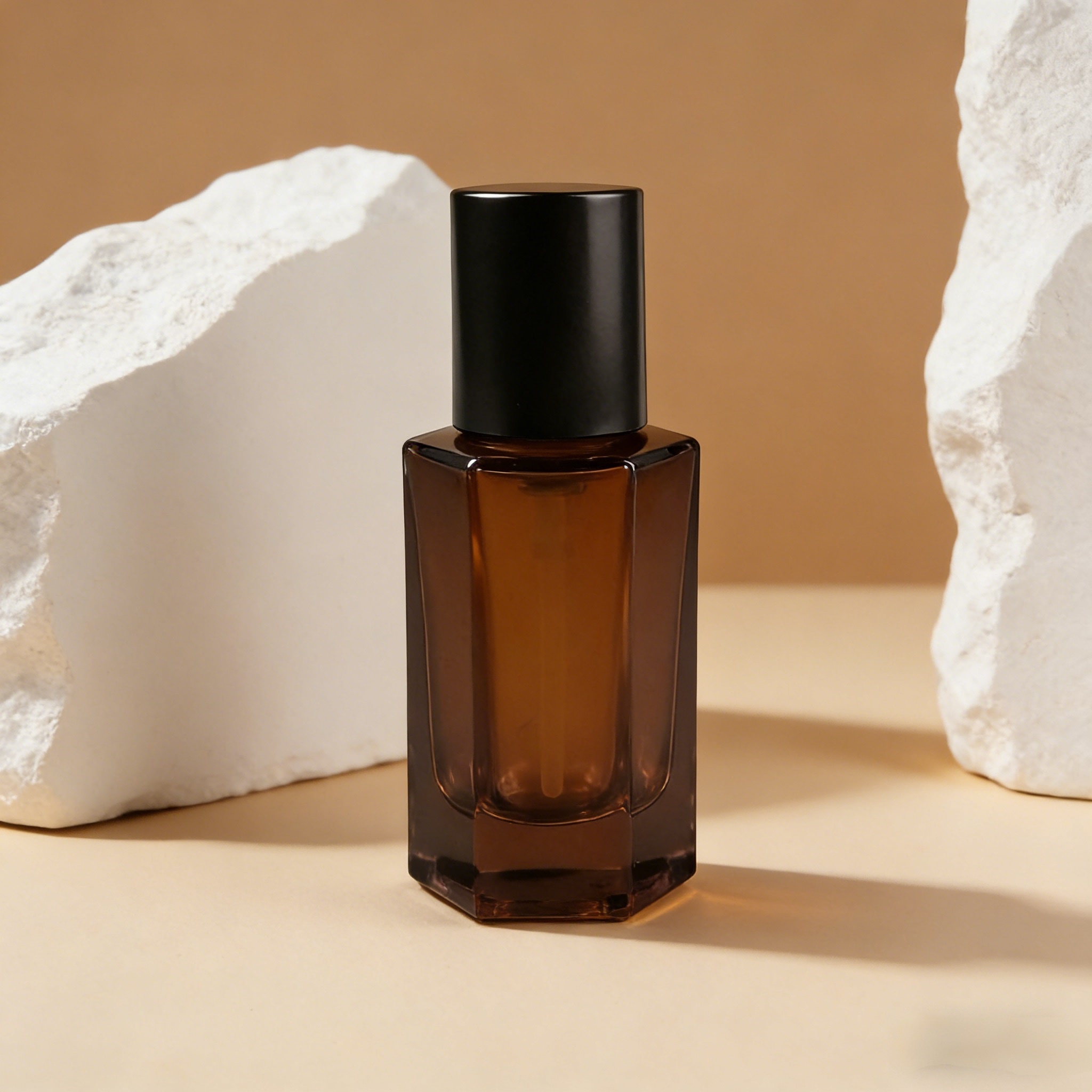 50‑80ML Faceted Octagon Glass Lotion Bottle for Serum & Skin Care